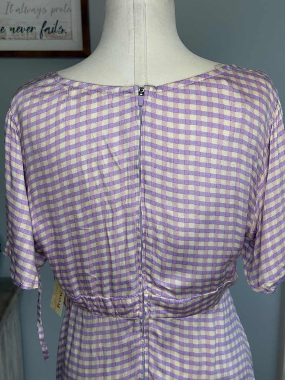 Lilac & White Gingham Tie-Front Dress - Picture 9 of 11